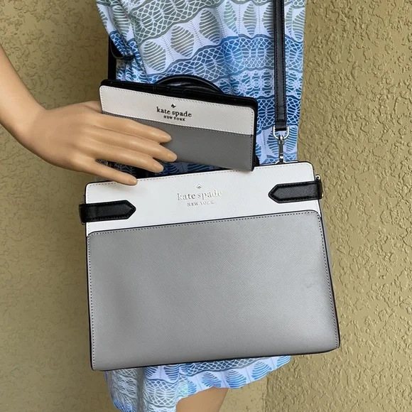 Kate Spade Staci Colorblock Medium Satchel & Staci Colorblock Large Slim Bifold - Picture 11 of 16